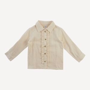 NWT 6Y Kate Quinn long sleeve rolled tuxedo shirt vanilla organic cotton gauze